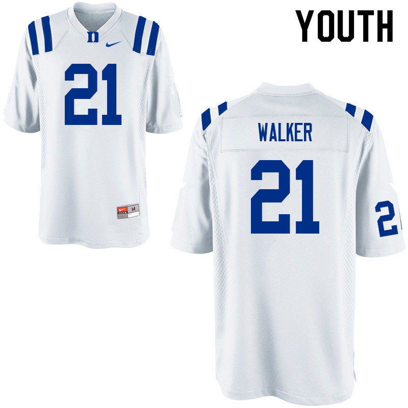 Youth #21 Khilan Walker Duke Blue Devils College Football Jerseys Sale-White - Click Image to Close
